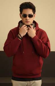 เสื้อฮู้ดสวมหัวแบบมีฮู้ดสำหรับผู้ชายผ้าฟลีซผ้าฝ้าย100% วัสดุมีเชือกผูกแบบลำลอง - Product Image 3