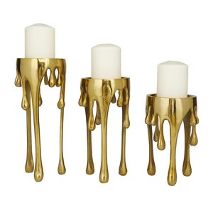 Handmade Aluminum <b>Candlestick</b> <b>Holder</b> with Dripping/Melting Design Legs for Home Decoration - Product Image 1