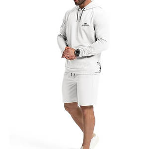 Solid Color Breathable <b>Hoodies</b> <b>Short</b> <b>Set</b> For <b>Men</b> Custom Design Outdoor Use Oversized <b>Men</b> <b>Hoodies</b> <b>Short</b> <b>Set</b> - Product Image 2