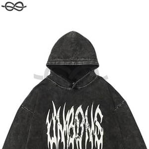 เสื้อมีฮู้ดผ้าฝ้าย100% Y 2K ดีไซเนอร์วินเทจเฮฟวี่เวทมีฮู้ดผ้าซีดจางออกแบบได้ตามต้องการ500มีกรด GSM - Product Image 2