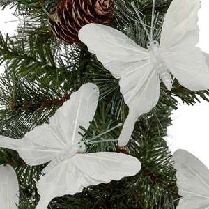 4 White Butterfly Christmas Ball & <b>Tree</b> Ornaments Decor - Product Image 2