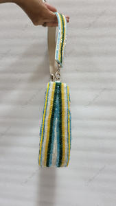 beaded lemon stripe shoulder bag Indian fully handcrafted luxury handmade clutch purse for <b>women</b> summer evening party handbag - Product Image 4