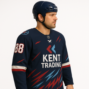 Jersey de Hockey sobre Hielo Azul Marino Personalizado, Diseño Gráfico de Kent Trading, Nombre y Número 88 Bordados, Uniforme Deportivo de Entrenamiento para Hombre - Product Image 5