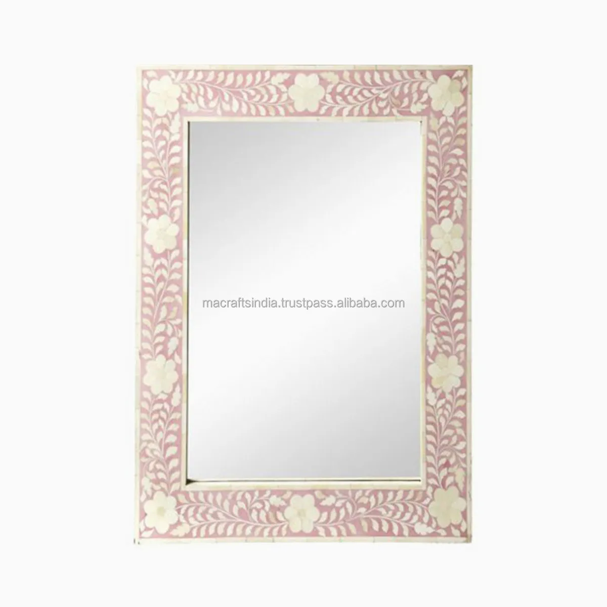 Rectangular Shape Custom Size Modern Mirror Frame Hot Selling Home Decoration Accessories Wall Mounted Mirror Bone Inlay Mirror