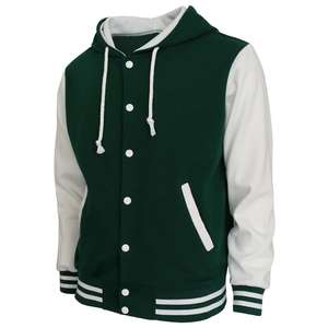 Bomber en satin personnalisé à prix d'usine, veste universitaire de sport à bandes colorées, veste de baseball universitaire pour hommes - Product Image 3