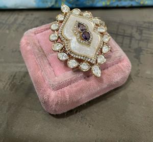 Elegante ropa tradicional Real Kundan chapado en oro ajustable elegante anillo para bodas fiestas compromisos desgaste para mujeres - Product Image 4