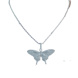 Pendentif spirituel en argent sterling 925 plaqué or rose Moissanite Full Ice Out personnalisé Hip Hop Butterfly Charm au prix de gros - Product Image 1