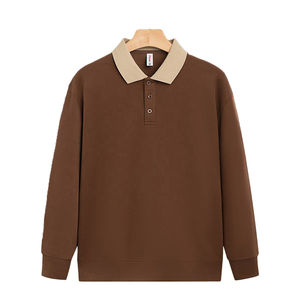 Wholesale 310gsm Cotton <b>Blend</b> Essential Spliced for Polo Collar Sweatshirt for Men Best Quality Custom Logo Design for Winter - Product Image 2