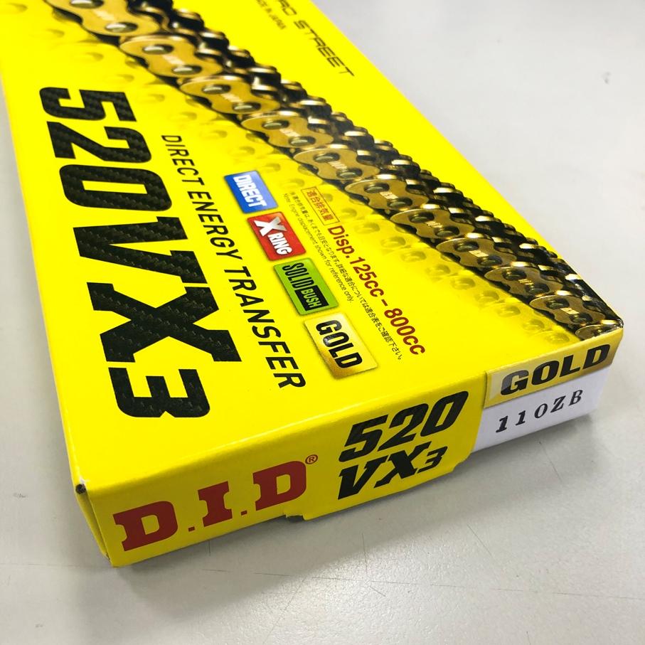 Japan DID Motorcycle Gold Chain 520VX3 X 110ZB - X-ring