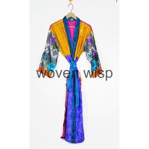 ชุดกิโมโนผ้าไหมสำหรับเจ้าสาววินเทจของผู้หญิงเสื้อคลุมเพื่อนเจ้าสาวชุดเดรสลายปะติดสำหรับฤดูร้อนคริสมาสต์ - Product Image 5