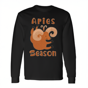 Camiseta de manga larga con dibujos animados del zodiaco de la temporada de Aries, unisex para adultos - Product Image 2
