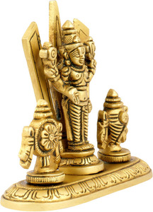 Latón pulido Shankh Chakra Namah Showpiece Estatuilla decorativa para el hogar con Tilak Shankh Chakra en Lay - Product Image 3