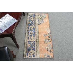 Tapis en Laine Turque Orange et Bleu Vintage de 16X35 Pieds, Tissage Plat, Design Patchwork pour Décorations de Salon, Support en Latex - Product Image 1