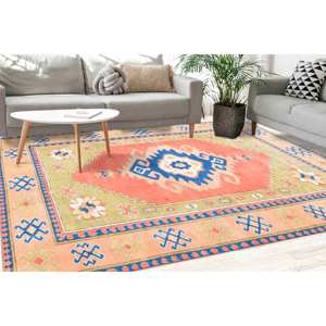 Alfombra Estampada de Estilo Vintage: Decoración Moderna Boho para el Hogar con Diseño Turco, Alfombra Suave No Tejida - Product Image 1