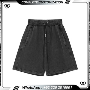 Short délavé à l'acide avec poches latérales OEM Design et logo personnalisés pour hommes - Product Image 3