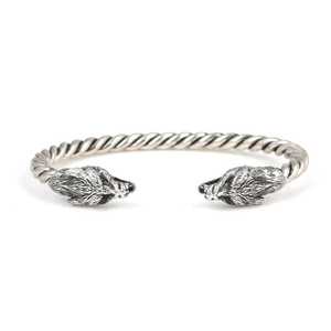 925 Sterling <b>Silver</b> Wolf Head Twisted <b>Men</b>’s Bracelet | Handmade Turkish Jewelry - Product Image 3