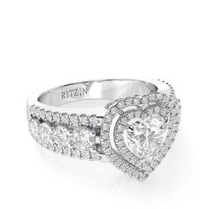 แหวนหมั้นเพชรสองชั้นรูปหัวใจสำหรับผู้หญิง - Product Image 6