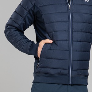 Chaqueta acolchada con cuello levantado para hombre, diseño personalizado, azul, OEM, invierno, Otoño, cremallera, lona lisa, tarifa baja - Product Image 3