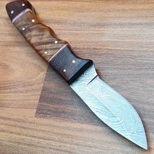 Couteau de chasse en acier damassé fait à la main avec gaine en cuir idéal pour hacher le camping, la randonnée-Support OEM à lame fixe Full Tang - Product Image 6