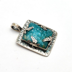 925 Plata sólida amazonita Natural 23x20mm rectángulo colgante de piedras preciosas 14,93 Gms aspecto antiguo colgante Unisex regalo de Navidad - Product Image 6