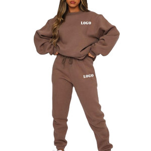 Ensemble de survêtement pour femme, vêtements de sport d'hiver, streetwear, jogging, doux, deux pièces, personnalisable, uni, 100% coton biologique, séchage rapide - Product Image 1