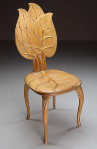 Handmade Asian <b>Antique</b> Leaf Design <b>Wooden</b> <b>Chair</b> Memory Foam Synthetic Leather Liner Lixora Furniture Delhi India 5-Year Warranty - Product Image 4