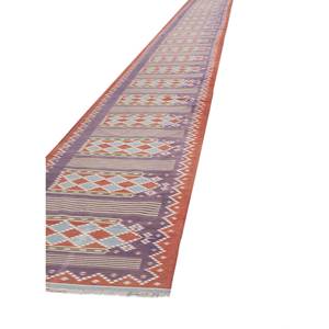 Aalam <b>Red</b> Orange Flat Weaves Wool Persian Carpet Traditional Geometric Jute Rug Soft Classic Home Floor for Teens SATD-84 - Product Image 2
