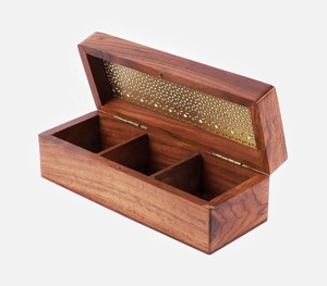Handcrafted Wooden & <b>Glass</b> <b>Box</b> With 3 Partitions Manufacturer Wholesaler factory direct sale - Product Image 1