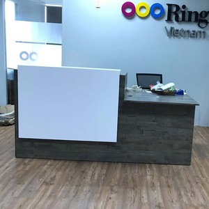BLT68001 - Mostrador de Recepción Pequeño, Minimalista y Duradero, de Madera Natural con Luz LED, 200x90x105cm, para Clínicas y Hoteles - Product Image 6