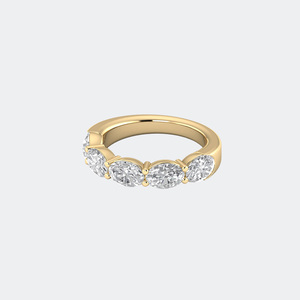 แหวนเพชรทรงรี 3.00 กะรัต ประดับเพชร 5 เม็ด แบบห่วงครึ่งวง 14K ทองคำ สำหรับงานครบรอบแต่งงาน แหวนวงแหวนเพชรครึ่งวงสำหรับผู้หญิง - Product Image 6