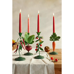 Porte-bougie en fer avec citrouilles oranges et feuilles vertes pour la décoration de table à la maison, pour les mariages et les réunions de famille - Product Image 5