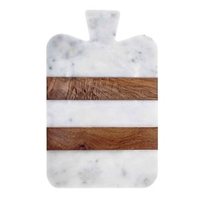 Tabla de cortar de mármol blanco y madera de acacia tabla de cortar personalizada al por mayor bloques de cortar blancos y marrones hechos en la India - Product Image 3