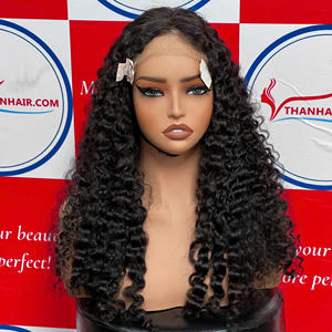 Perruques bouclées de couleur noire naturelle perruques de cheveux lace frontal vente de gros HD lace closure perruques de cheveux humains bruts vietnamiens - Product Image 1