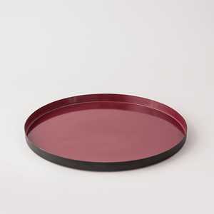 Plateau rond en fer rouge-noir - Product Image 1
