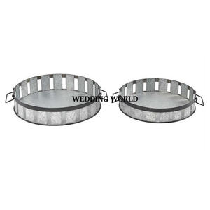 Ensemble de trois plateaux de service galvanisés de forme ovale, vaisselle de service faite à la main, plateau de service en métal de luxe design le plus vendu - Product Image 3