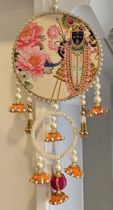 Pichwai <b>Art</b> Cow Ganesha Wall Hanging Toran Handmade Indian Home Decor Diwali Pooja Temple Decor Entryway Door Hanging Gift Favor - Product Image 4