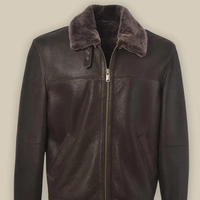 Blouson aviateur en cuir de mouton et peau de mouton doublé polyester doux, style luxueux, chaud, durable, véritable vêtement d'extérieur pour homme, tendance
