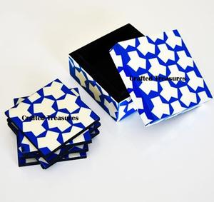 Wholesale Decorative Round Shape Set of 4 Resin And Acacia Wood <b>Cup</b> <b>Mat</b> Wooden Coasters for Drinks - Product Image 2