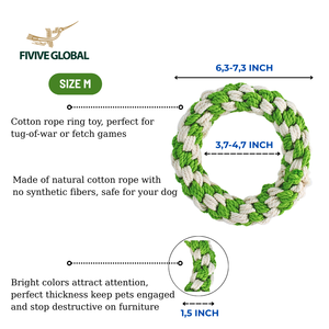Jouet pour chien professionnel en corde de coton à double anneau, conçu pour la rotation et l'engagement musculaire, tressage durable Vietnam - Product Image 4