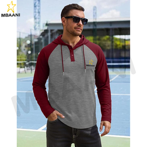 เสื้อฮู้ดผู้ชายแขนยาวลำลองสไตล์สปอร์ตแฟชั่นแบบสวม มีฮู้ด คอเสื้อตัดสี พร้อมเชือกผูก - Product Image 2