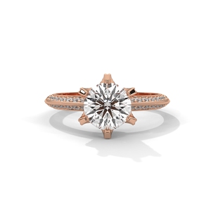 Anillo de compromiso de oro macizo de 14k con diamante cultivado en laboratorio de 1 quilate de corte redondo con halo, certificado IGI, estilo popular, personalizado para novias - Product Image 1