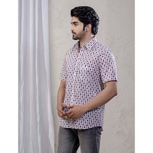 Camisas Casuales de Manga Corta Estampadas 100% Algodón para Hombre, Tela Popelina Transpirable, Talla XL - Product Image 5