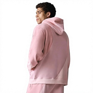 เสื้อสเวตเชิ้ตมีฮู้ดผ้าขนสัตว์สีชมพูสำหรับผู้ชาย สีพื้น แขนยาว ใส่ได้ในฤดูหนาว ระบายอากาศได้ดี เป็นมิตรกับสิ่งแวดล้อม - Product Image 2