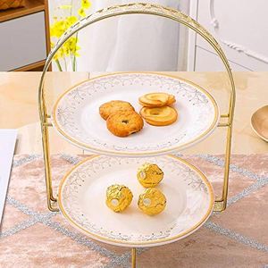 Decorative 2 Tier Metal <b>Cake</b> <b>Stand</b> Metal Gold <b>Cake</b> <b>Stand</b> for Wedding Birthday Home Party Cupcake <b>Stand</b> Supplies New Arrival - Product Image 3