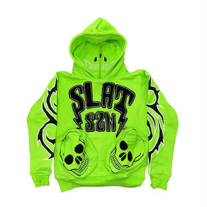 Sudadera con capucha y bordado en 3D de 100% algodón con logotipo personalizado para hombre, sudadera de lana desgastada de talla grande, cuello con capucha, diseño con cremallera, Invierno - Product Image 1