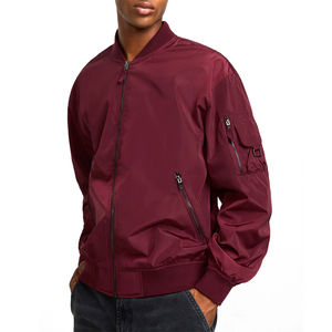 Chaqueta de bombardero ligera de calidad superior de moda más vendida, chaqueta de bombardero en blanco de Color sólido transpirable impermeable de nailon para hombres - Product Image 1