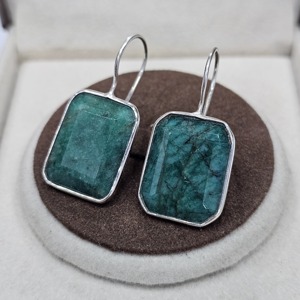 Boucles d'oreilles de créateur faites à la main en argent sterling 925 Unique chic à la mode excellente qualité teint émeraude pierres précieuses fêtes cadeaux - Product Image 3