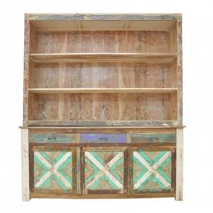 2025 Almirah en bois massif pour buffet de cuisine 3 étagères ouvertes 3 portes 3 tiroirs armoire à vaisselle Solution de rangement d'entrée colorée - Product Image 4