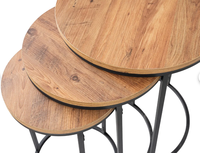 Mesa de centro anidada moderna con efecto de madera Mesas laterales redondas decorativas triples Material de hierro Venta barata