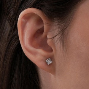 Pendientes de Diamantes de Laboratorio con Corte Princesa, Elegantes, con Oro de 14k, Certificados por IGI, para Mujer, Uso Diario, Moda - Product Image 4
